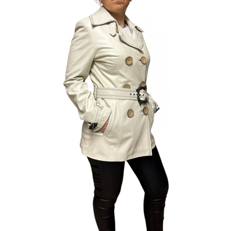 POLA WOMENS LEATHER JACKET WHITE