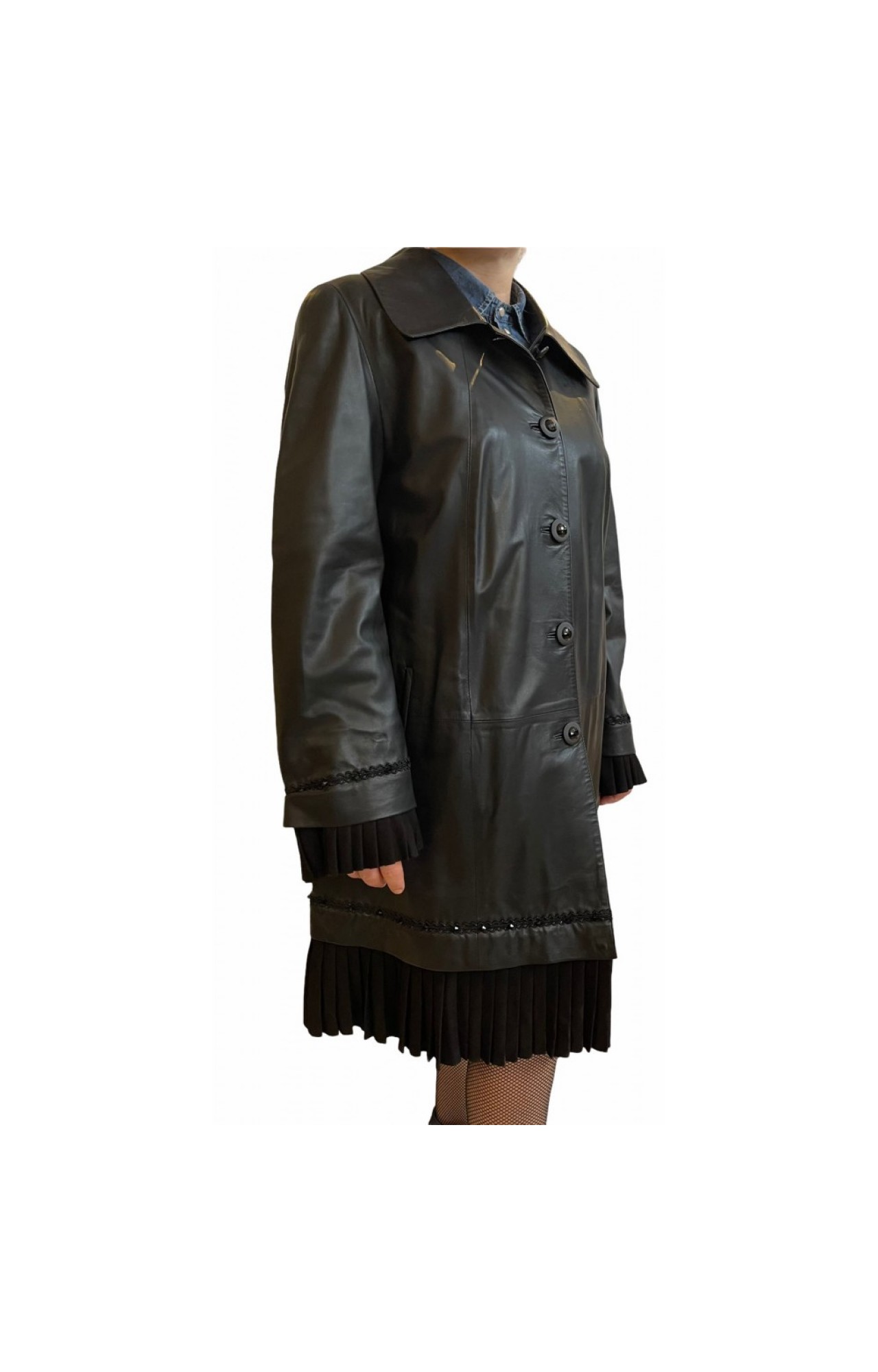 MARKOS LEATHER 202 WOMENS BLACK LEATHER COAT