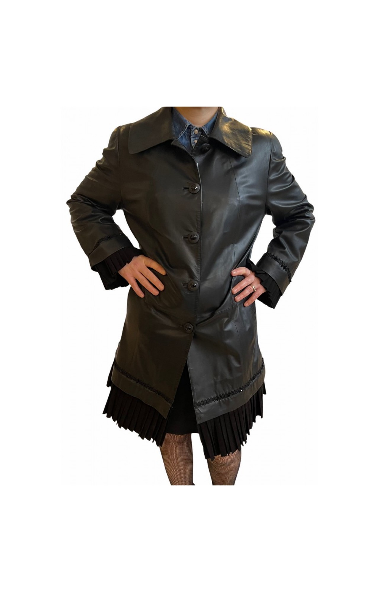 MARKOS LEATHER 202 WOMENS BLACK LEATHER COAT