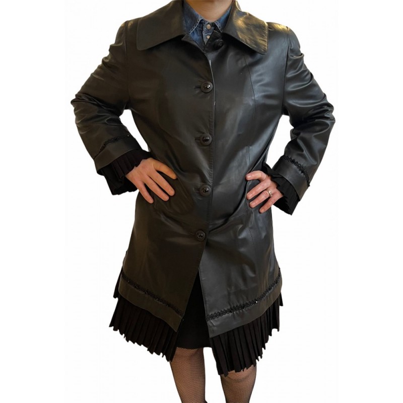 202 ΓΥΝΑΙΚΕΙΟ ΔΕΡΜΑΤΙΝΟ ΠΑΛΤΟ ΜΑΥΡΟ