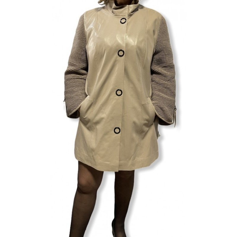 206 ΓΥΝΑΙΚΕΙΟ ΔΕΡΜΑΤΙΝΟ ΠΑΛΤΟ ΜΠΕΖ