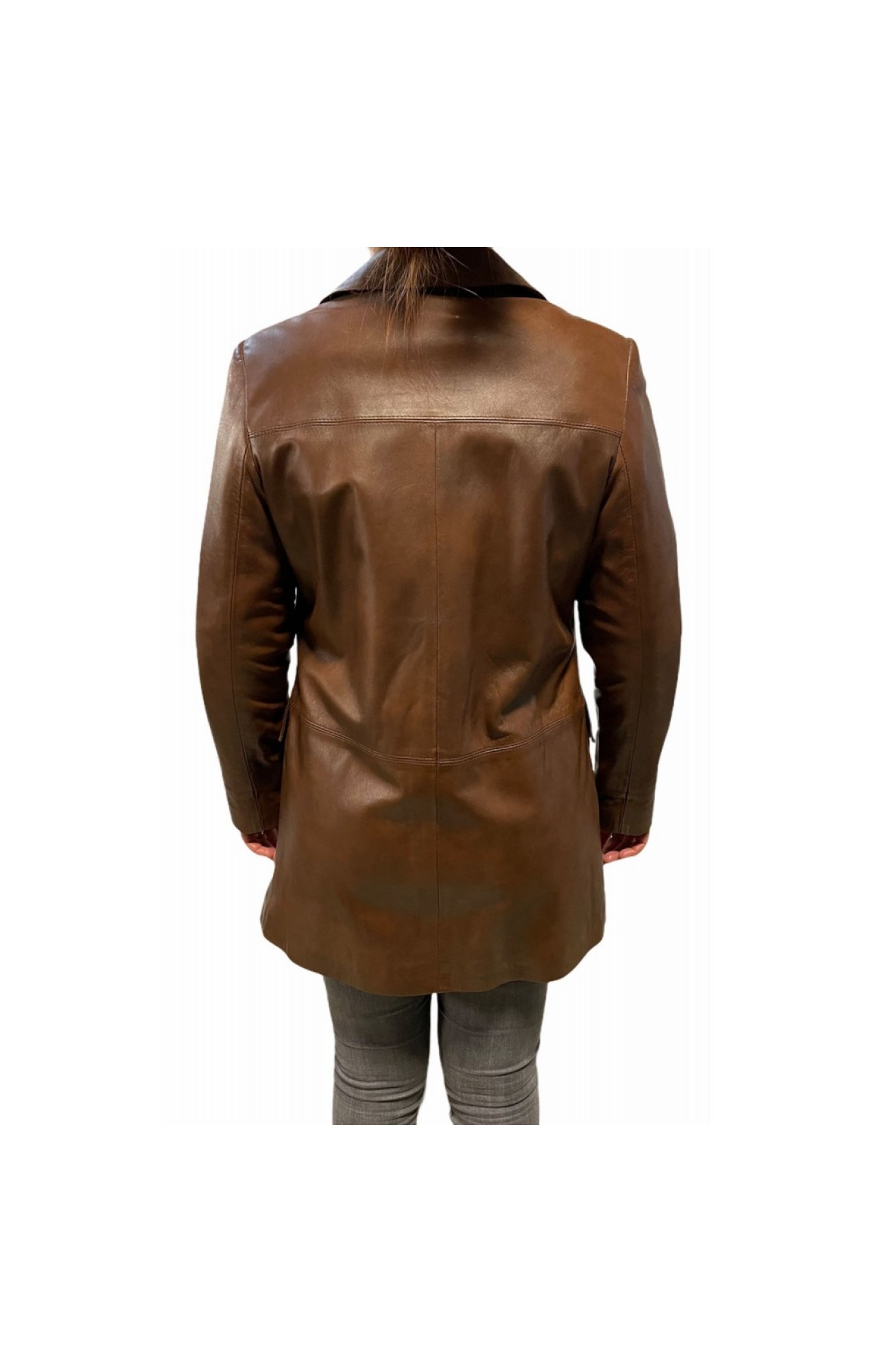 54063A WOMENS CLASSIC LEATHER JACKET BROWN