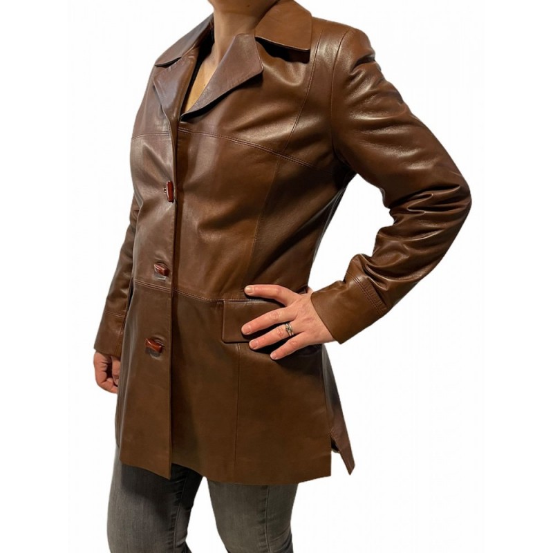 54063A ΓΥΝΑΙΚΕΙΑ ΔΕΡΜΑΤΙΝΗ ΚΛΑΣΙΚΗ ΖΑΚΕΤΑ ΚΑΦΕ 