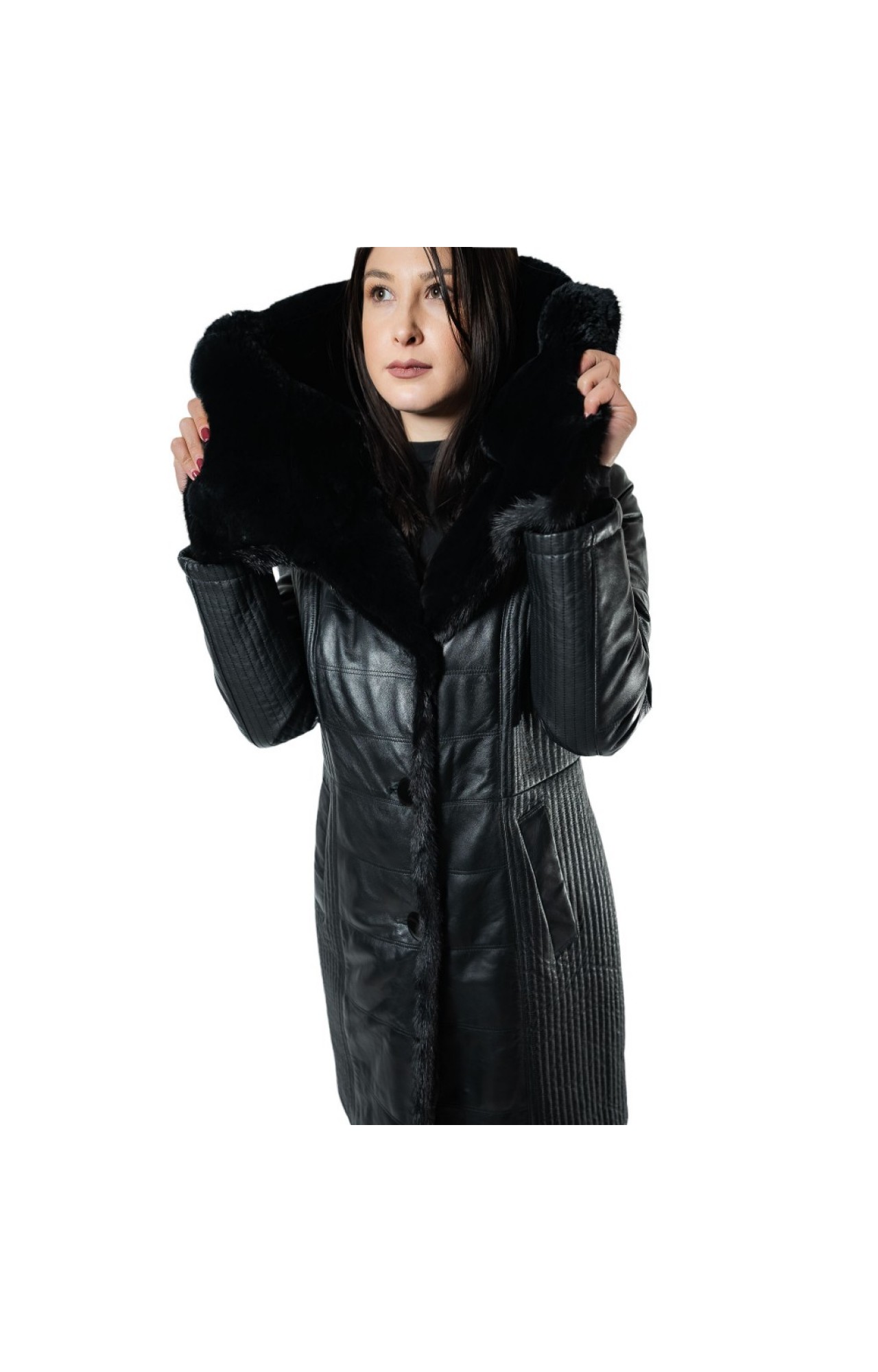 9863-2-C WOMENS DOUBLE SIDED LEATHER JACKET WITH NATURAL FUR BLACK 9863-2-C WOMENS DOUBLE SIDED LEATHER JACKET WITH NATURAL FUR BLACK