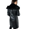 9863-2-C WOMENS DOUBLE SIDED LEATHER JACKET WITH NATURAL FUR BLACK