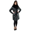 9863-2-C WOMENS DOUBLE SIDED LEATHER JACKET WITH NATURAL FUR BLACK