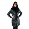 9863-2-C WOMENS DOUBLE SIDED LEATHER JACKET WITH NATURAL FUR BLACK