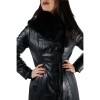9863-2-C WOMENS DOUBLE SIDED LEATHER JACKET WITH NATURAL FUR BLACK