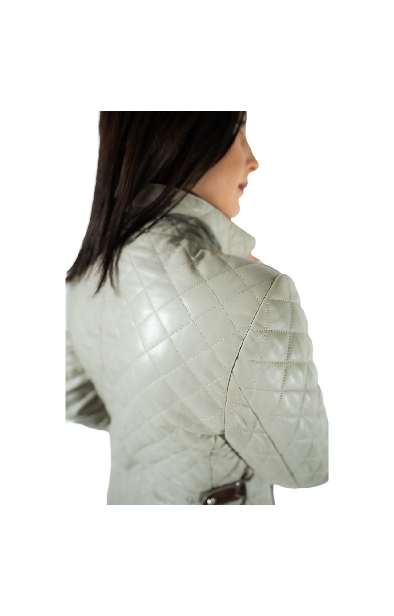 9915 WOMEN'S BEIGE SPRING LEATHER JACKET