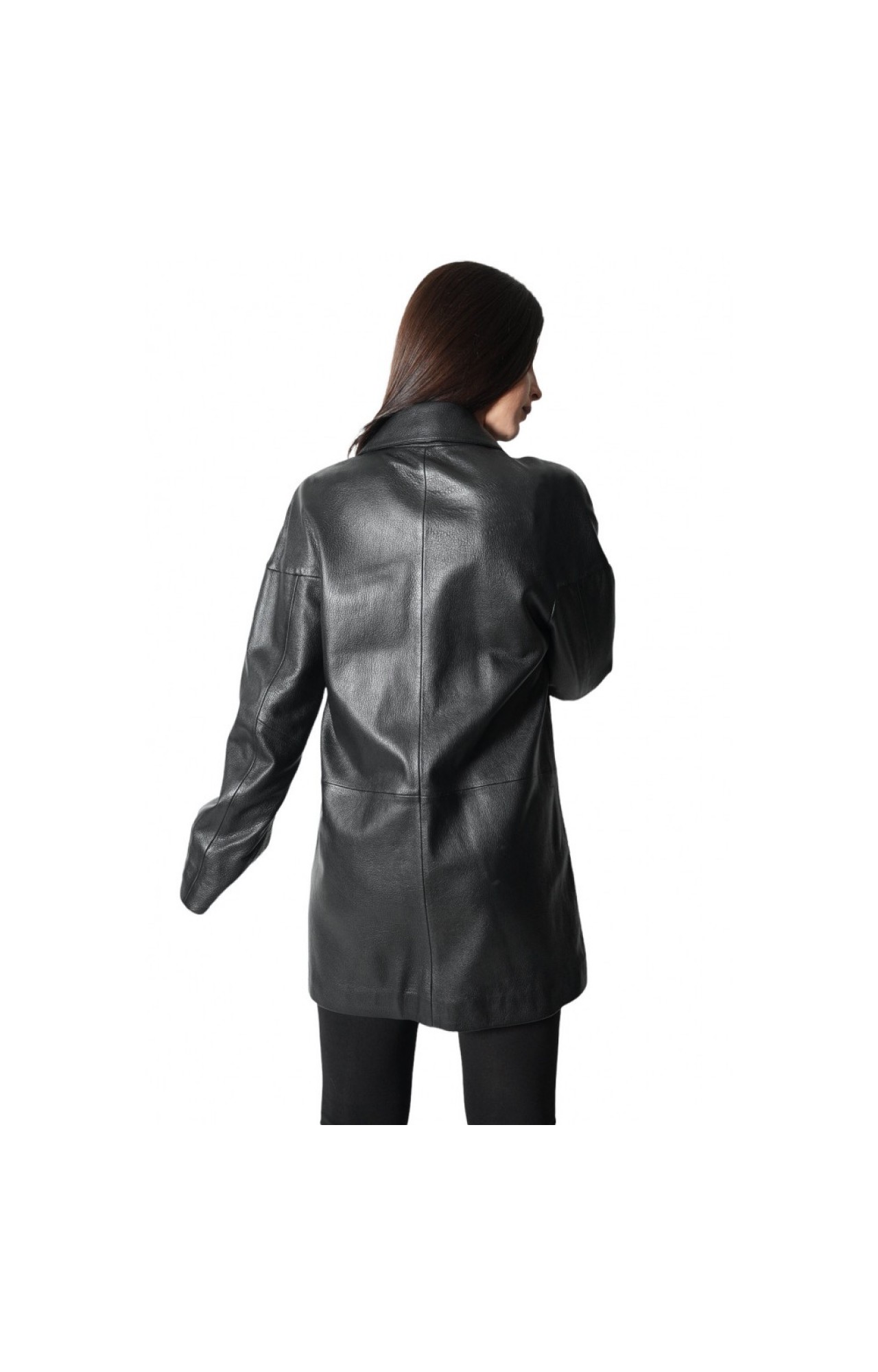 B-07-1206 WOMENS BLACK LEATHER LONG PERFECTO JACKET 