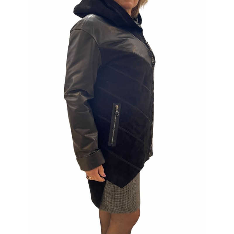 B-1056 ΓΥΝΑΙΚΕΙΑ ΔΕΡΜΑΤΙΝΗ ΖΑΚΕΤΑ ΜΑΥΡΗ