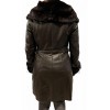 DA-0945 WOMENS LEATHER COAT WITH NATURAL FUR BROWN