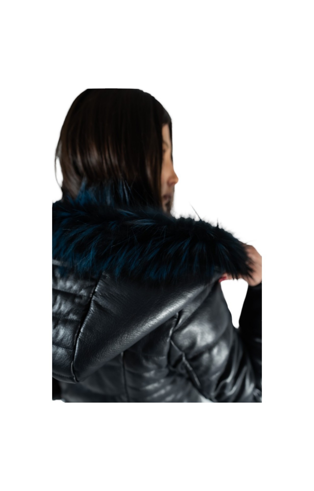 FR-31-2 WOMENS LEATHER JACKET WITH NATURAL FUR BLUE