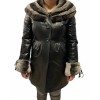 KI-10093 WOMENS LEATHER JACKET WITH NATURAL FUR BLACK
