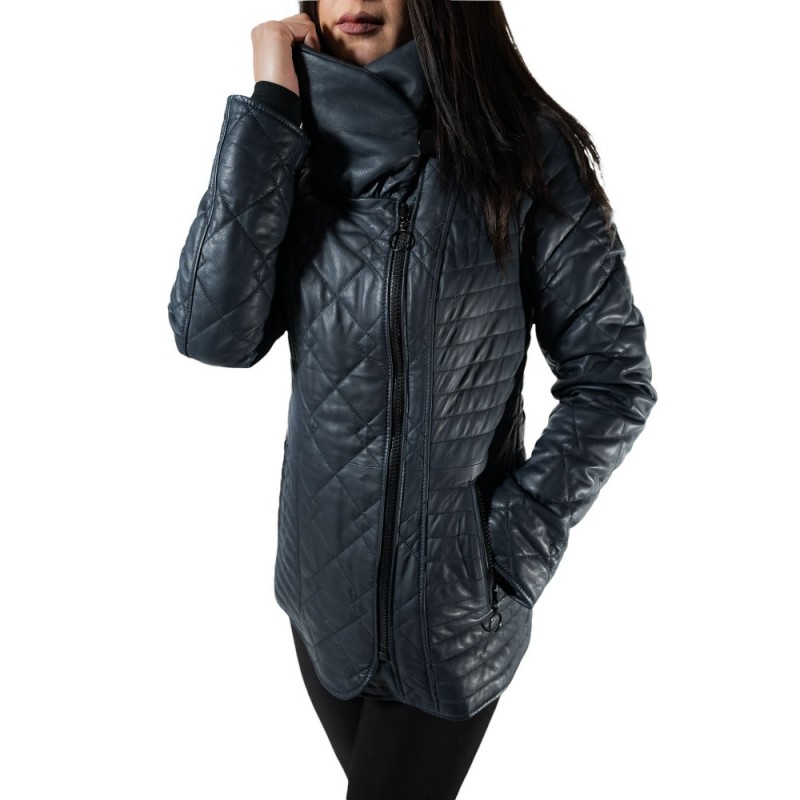 R-8289-BLUE ΓΥΝΑΙΚΕΙΟ ΔΕΡΜΑΤΙΝΟ ΜΠΟΥΦΑΝ ΜΕΣΑΤΟ ΜΠΛΕ