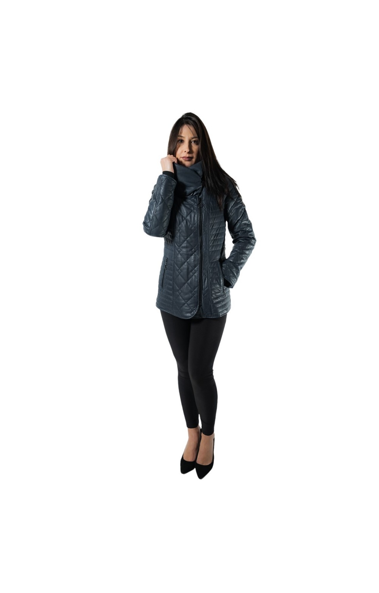R-8289-BLUE ΓΥΝΑΙΚΕΙΟ ΔΕΡΜΑΤΙΝΟ ΜΠΟΥΦΑΝ ΜΕΣΑΤΟ ΜΠΛΕ