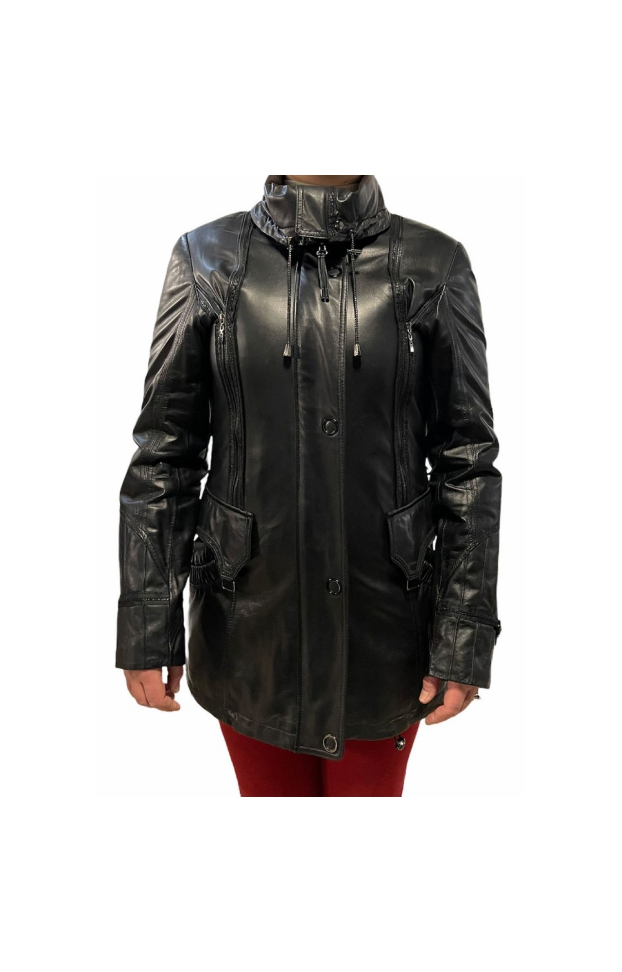 ZH-08205 WOMENS BLACK LEATHER JACKET