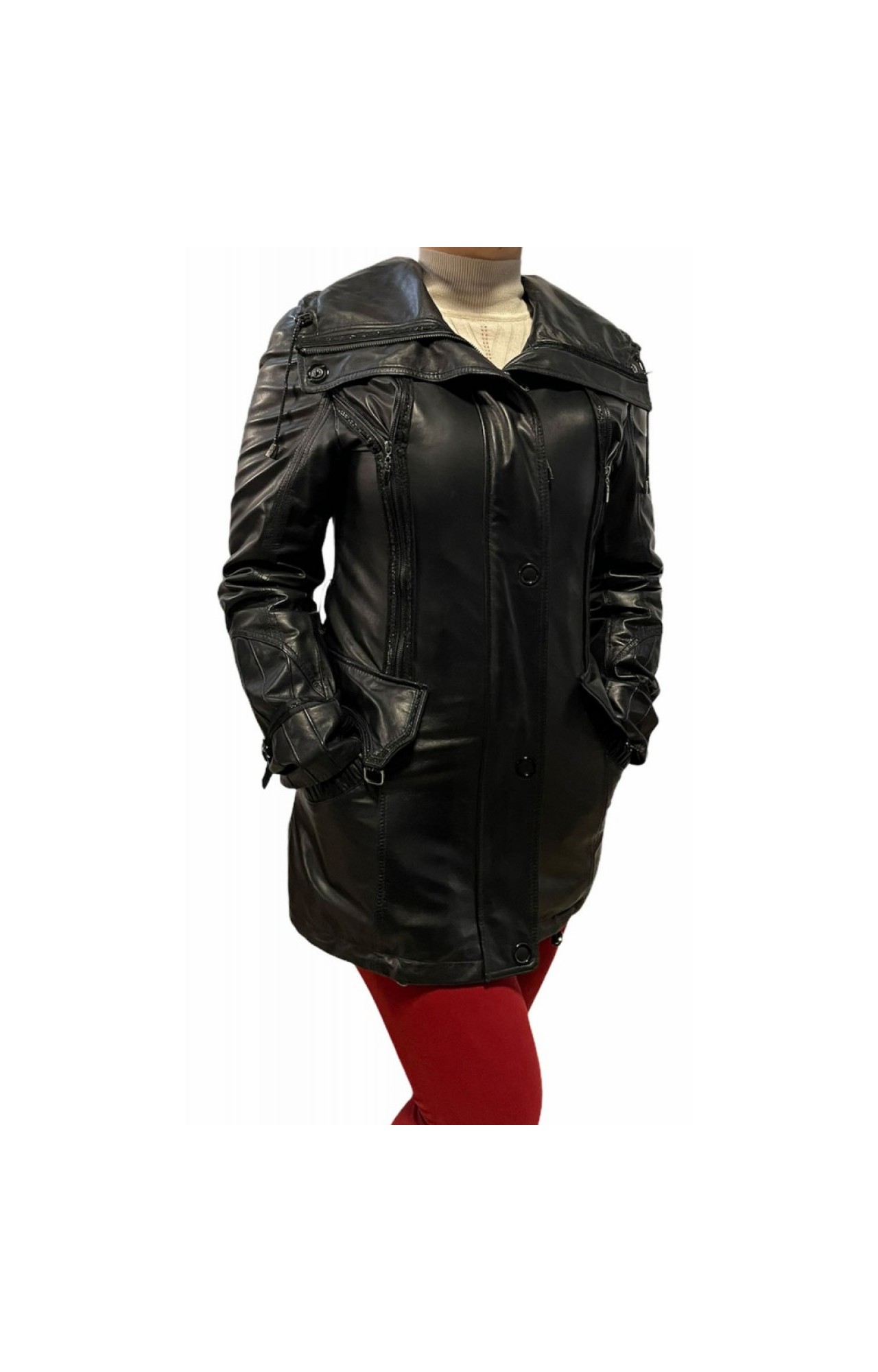 ZH-08205 WOMENS BLACK LEATHER JACKET