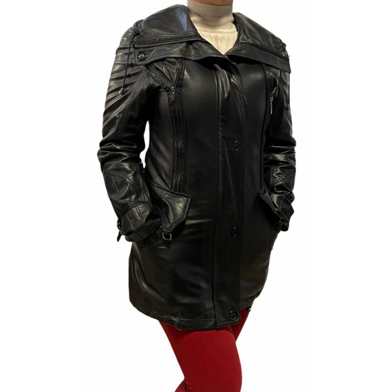 ZH-08205 ΓΥΝΑΙΚΕΙA ΔΕΡΜΑΤΙΝH ZAKETA ΜΑΥΡΗ