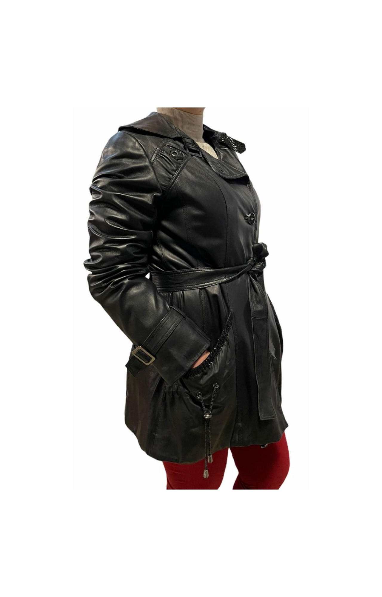 ZH-08211 WOMENS BLACK LEATHER JACKET